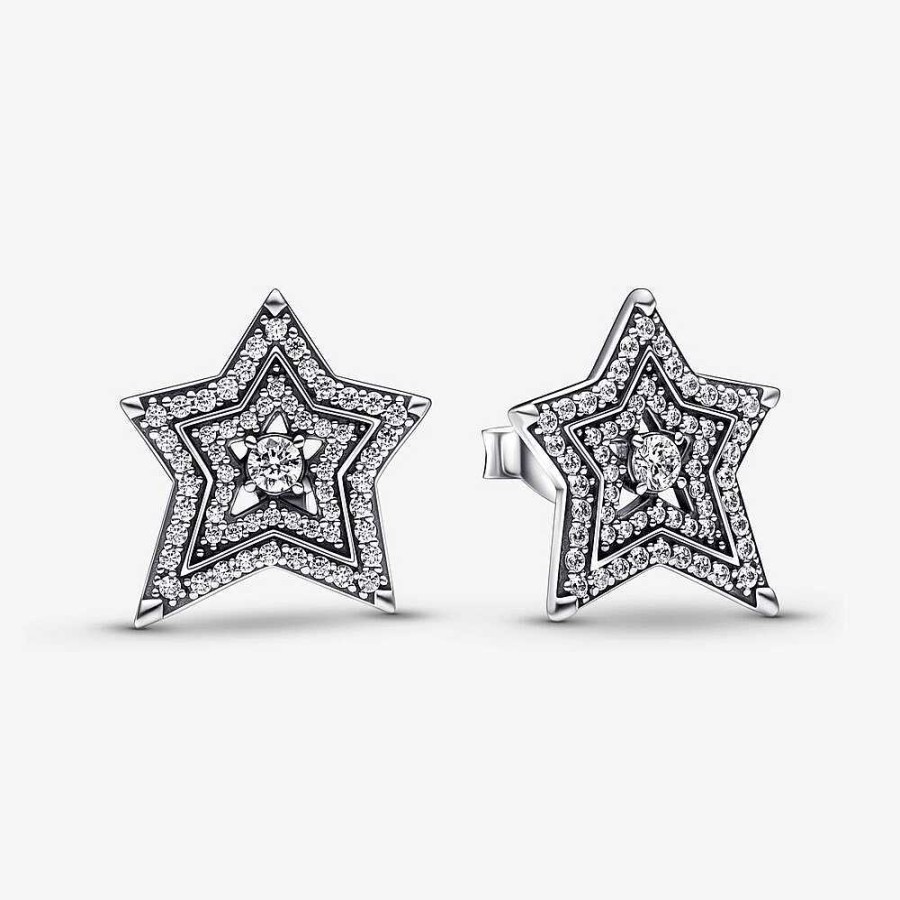 Orhangen Pandora smycken, Berlock, Ringar | Pandora Celestial Asymmetric Star Stud Earrings 292415C01