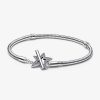 Armband Pandora smycken, Berlock, Ringar | Pandora Moments Asymmetric Star T-Bar Snake Chain Bracelet 592357C01