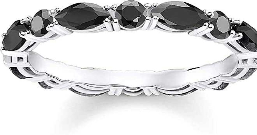 Ringar Thomas Sabo Smycken, Halsband | Thomas Sabo Silverring Med Svarta Cz