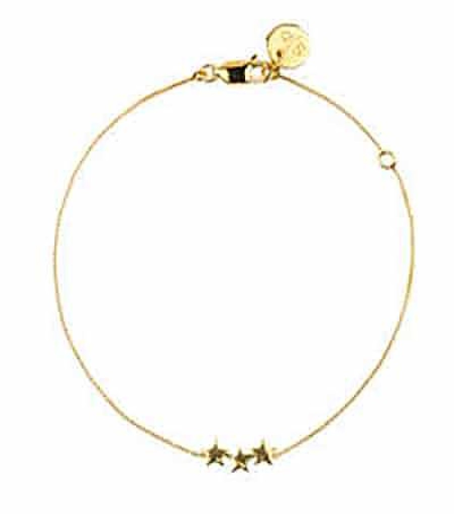 Armband Syster P Smycken | Syster P Snap Bracelet Plain Triple Star Gold