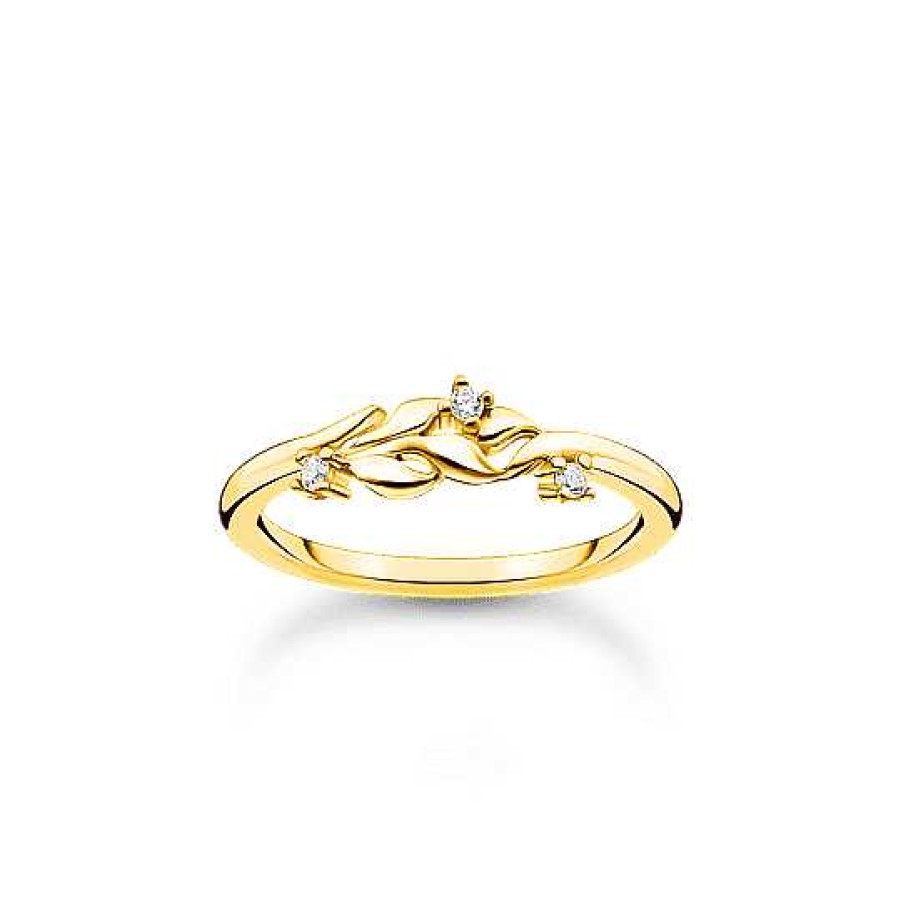 Ringar Thomas Sabo Smycken, Halsband | Thomas Sabo Ring Leaves With White Stones Gold Tr2376-414-14