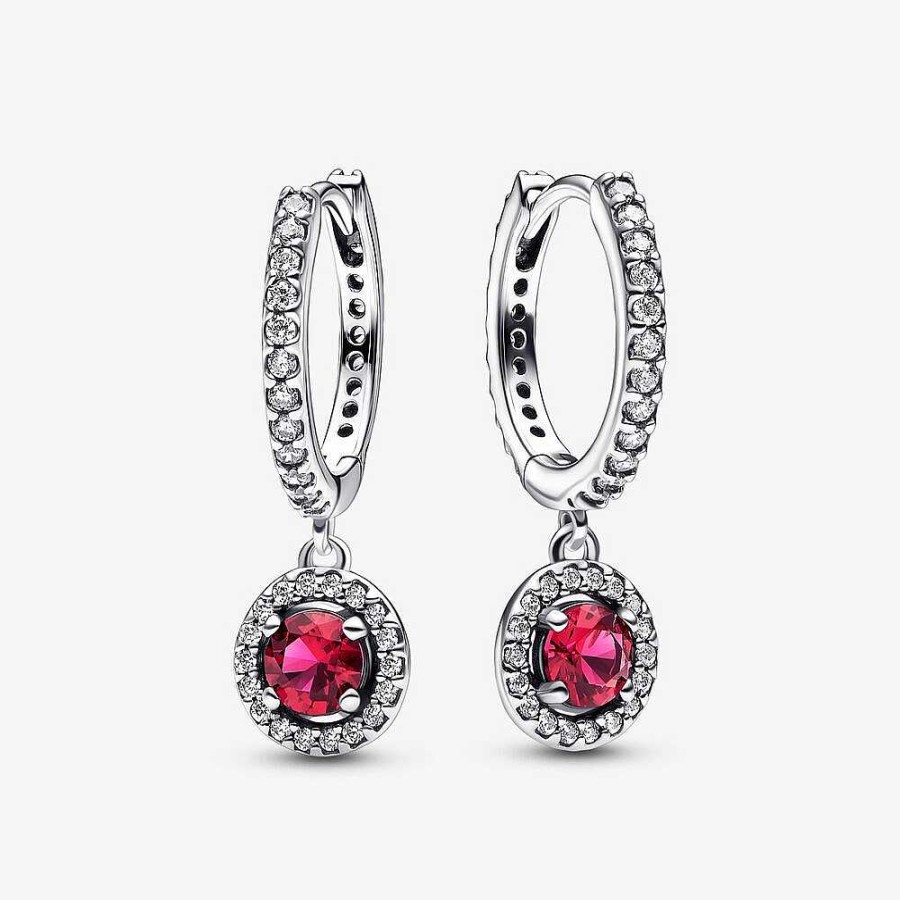 Orhangen Pandora smycken, Berlock, Ringar | Pandora Red Round Sparkling Hoop Earrings 292379C01