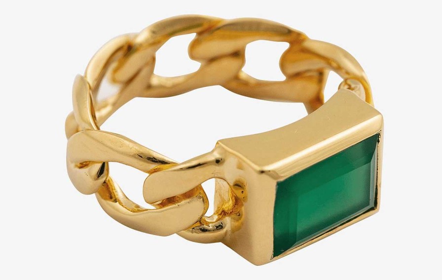 Ringar Syster P Smycken | Syster P Harvey Stone Ring Gold Green Onyx