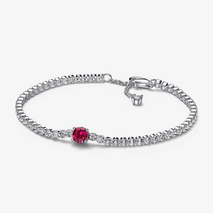 Armband Pandora smycken, Berlock, Ringar | Pandora Red Sparkling Round Pave Tennis Bracelet 592403C01