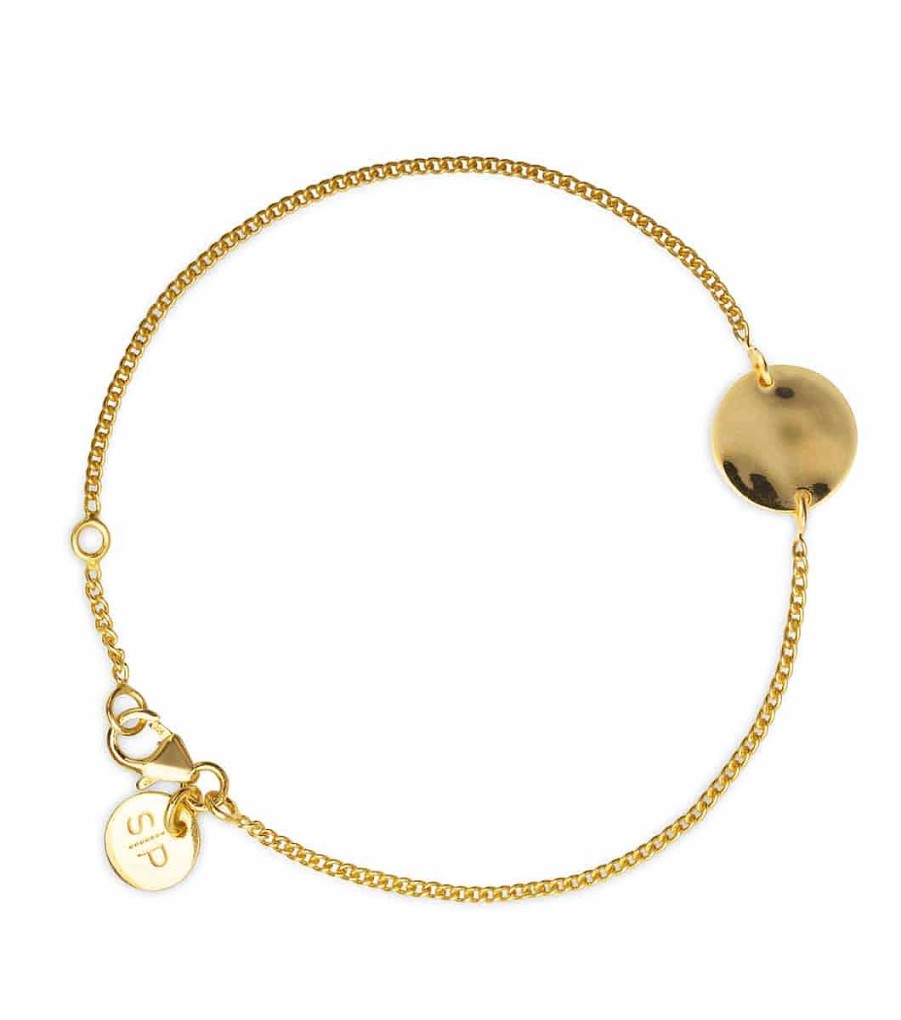 Armband Syster P Smycken | Syster P Minimalistica Hammered Circle Bracelet Gold