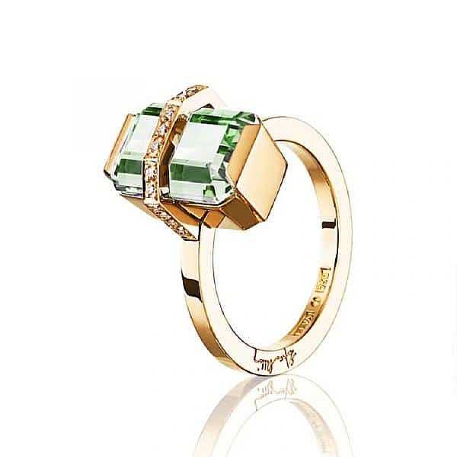 Ringar Efva Attling Smycken, Örhängen, Ringar | Efva Attling Little Bend Over Ring - Green Quartz 13-101-01962