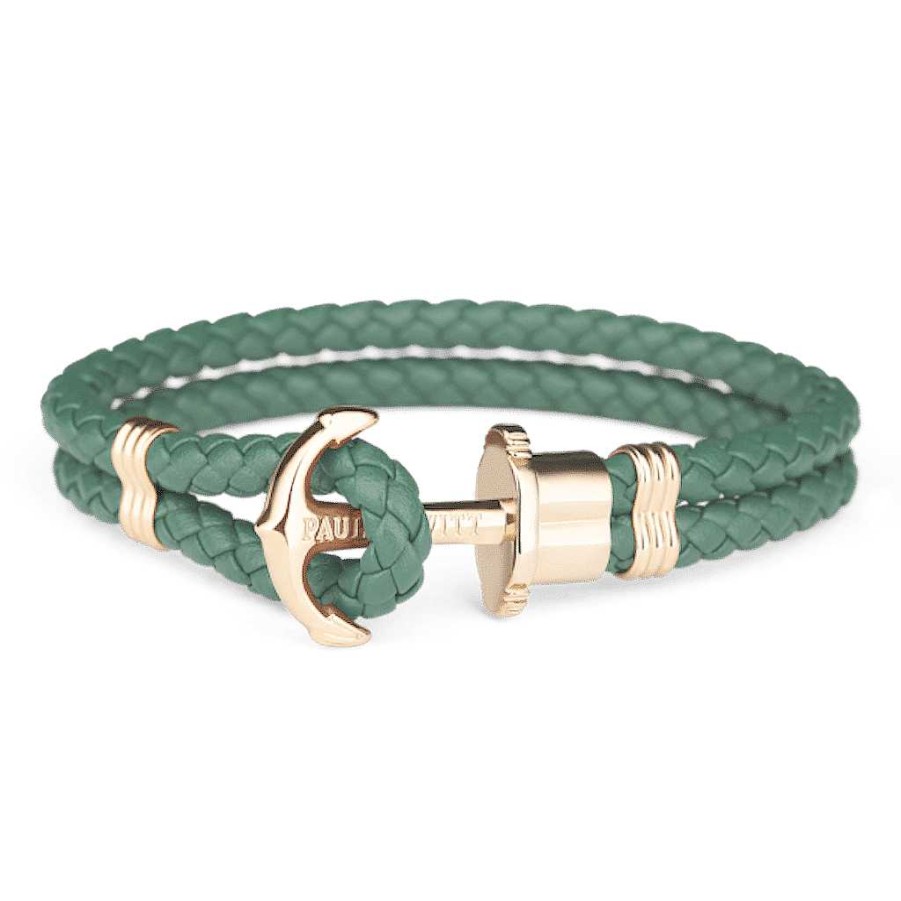 Armband Paul Hewitt Smycken | Paul Hewitt Phrep Gold Anchor Bracelet Green