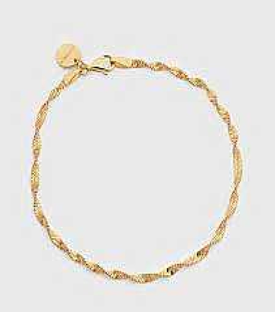 Armband Syster P Smycken | Syster P Herringbone Twisted Bracelet Gold