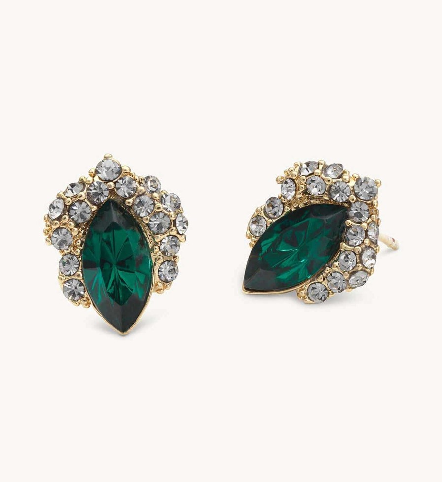 Orhangen Lily and Rose Smycken | Lily And Rose Petite Camille Stud Earrings Emerald / Black Diamond