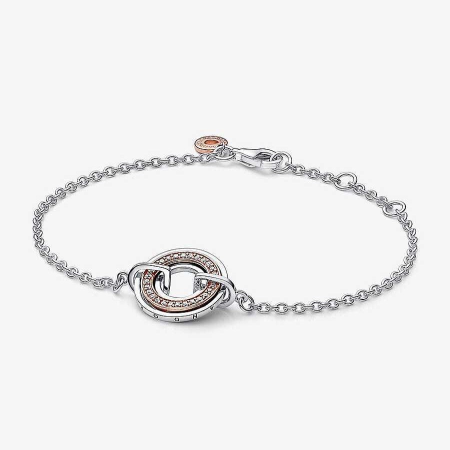 Armband Pandora smycken, Berlock, Ringar | Pandora Signature Tvafargat Kedjearmband Med Logotyp 582741C01