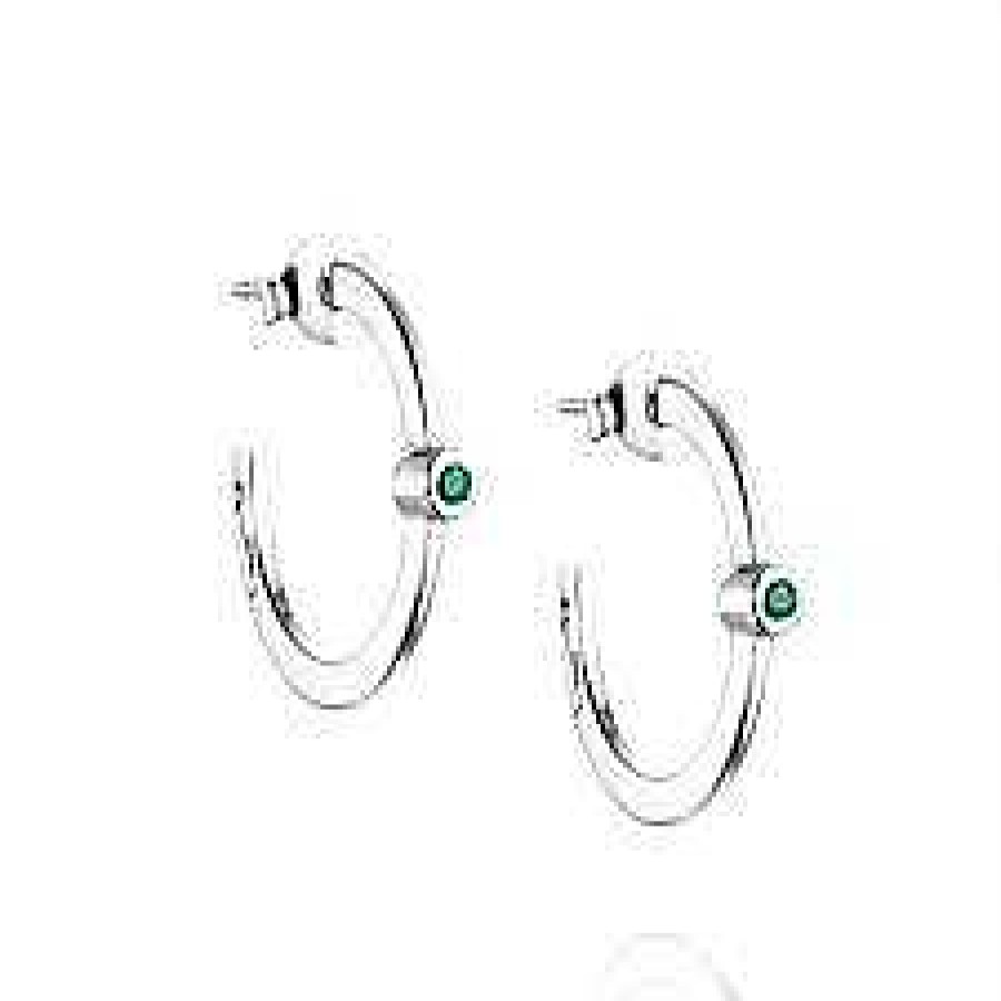 Orhangen Efva Attling Smycken, Örhängen, Ringar | Efva Attling Micro Blink Hoops - Green Emerald 12-100-01895