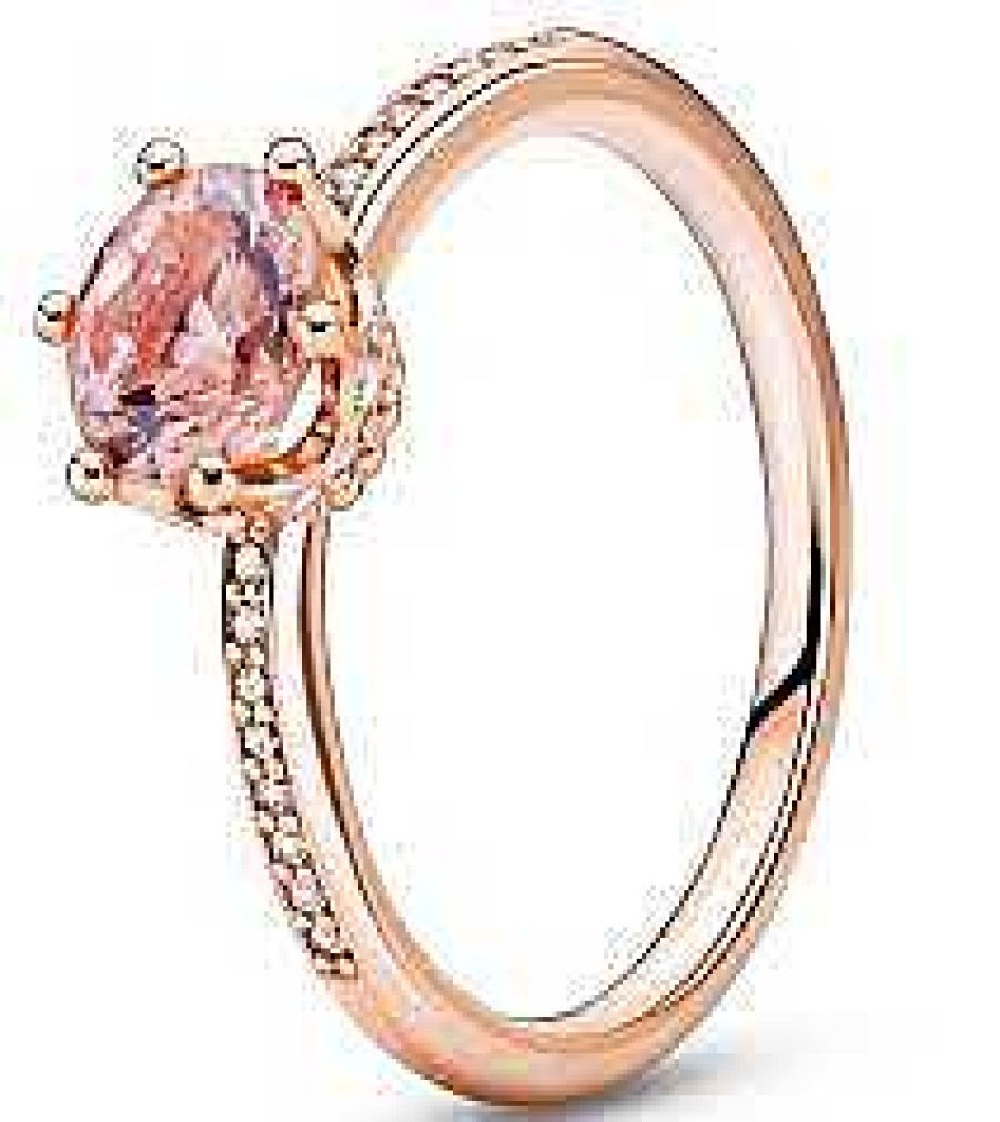 Ringar Pandora smycken, Berlock, Ringar | Pandora Rosa Glittrande Krona Solitarring 188289C01