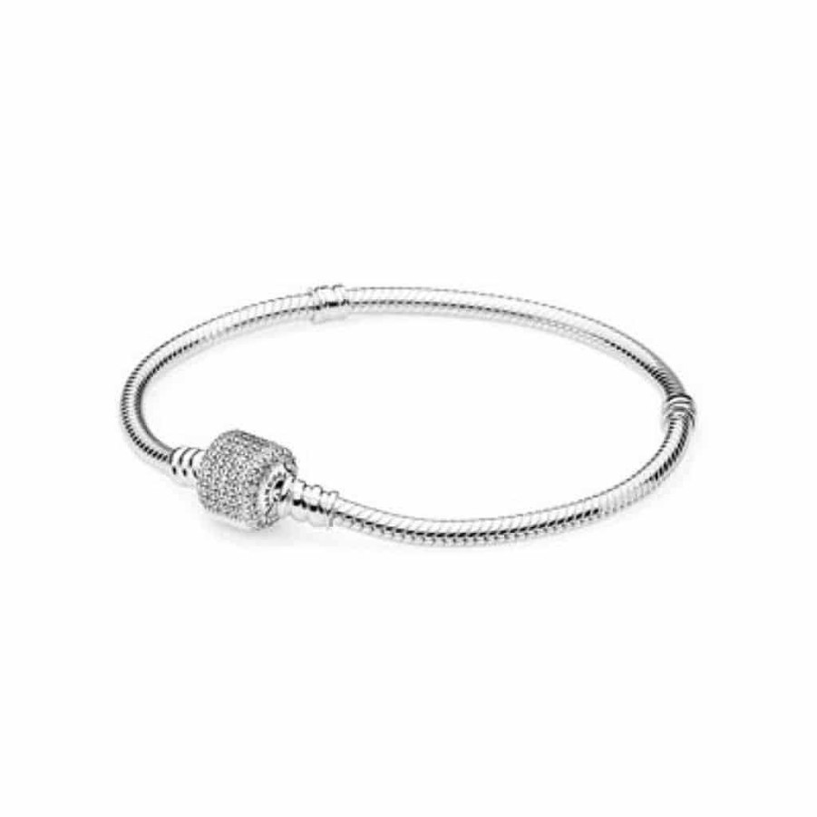 Armband Pandora smycken, Berlock, Ringar | Pandora Moments, Silverarmband Med Signaturlas 590723Cz