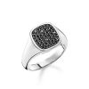 Ringar Thomas Sabo Smycken, Halsband | Thomas Sabo Ring With Black Stones Silver Tr2389-051-11