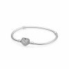 Armband Pandora smycken, Berlock, Ringar | Pandora Moments Silverarmband, Pavehjarta 590727Cz