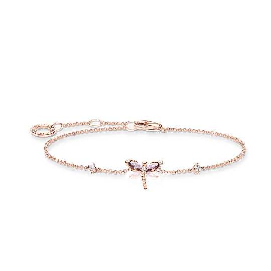 Armband Thomas Sabo Smycken, Halsband | Thomas Sabo Bracelet Dragonfly With Stones Rose Gold A2025-321-7