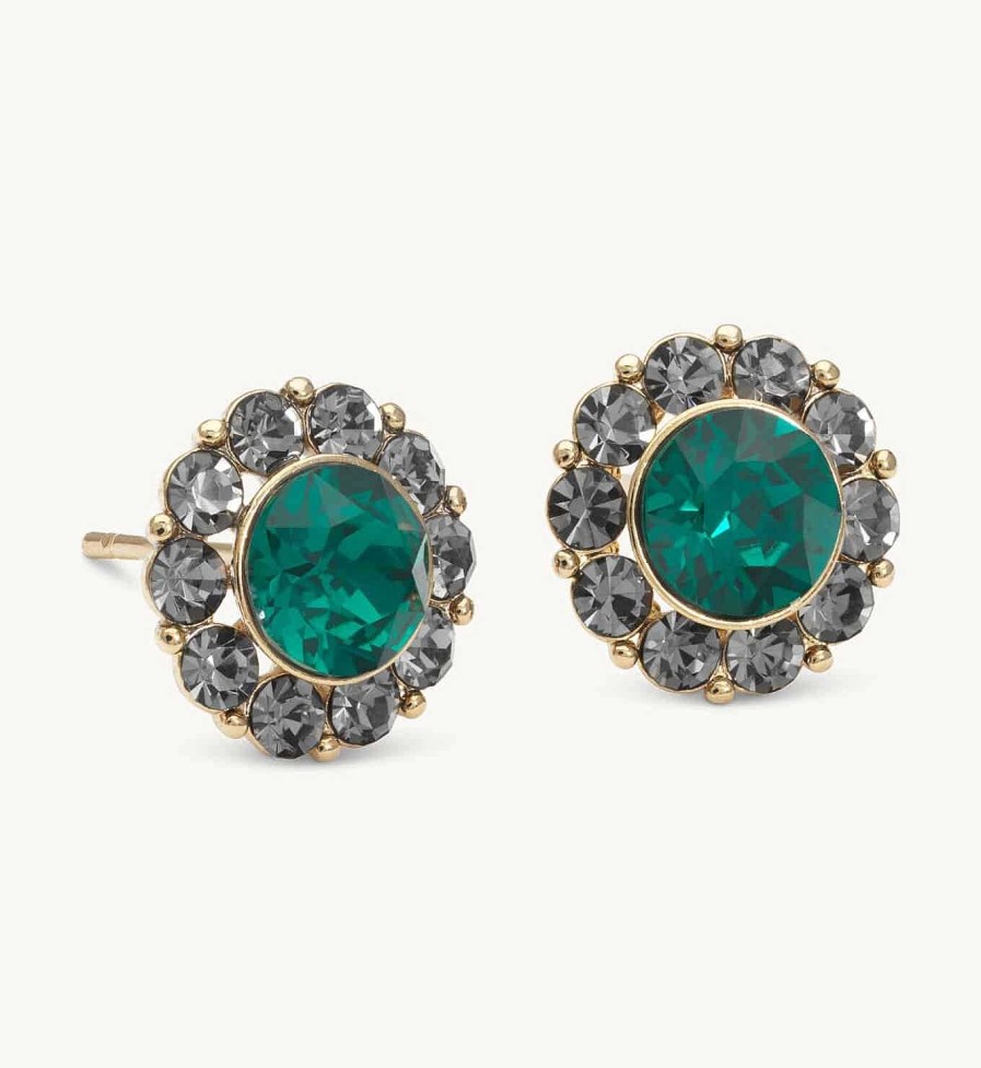 Orhangen Lily and Rose Smycken | Lily And Rose Miss Sofia Earrings Emerald / Black Diamond