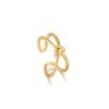 Ringar Ania Haie | Ania Haie Gold Knot Double Band Adjustable Ring R029-02G